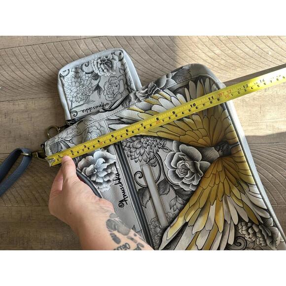 Anuschka 100% Genuine Leather Hand-Painted Hobo Shoulder Purse with Coin Pouch - Picture 10 of 15